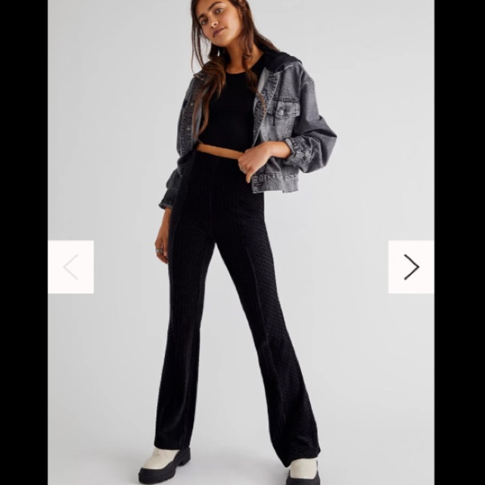 Free people slim pull on velvet flare pants SHORT inseam